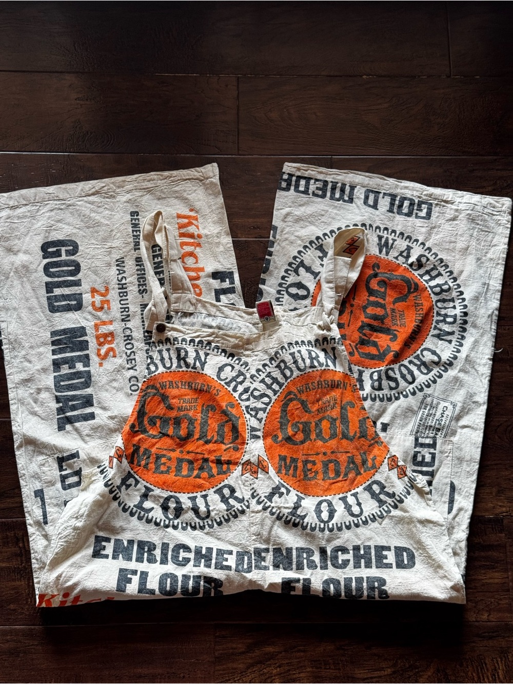 Vintage Gold Medal Flour Sacks Overall Wide Leg Design Size Medium